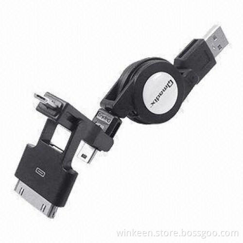 3-in-1 USB Cables (USB 2.0 to Micro USB, Mini USB) and 30 Pins Apple Connectors